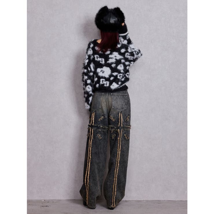 GG Leopardシャギーショートニットトップス | GYDA | 詳細画像18 