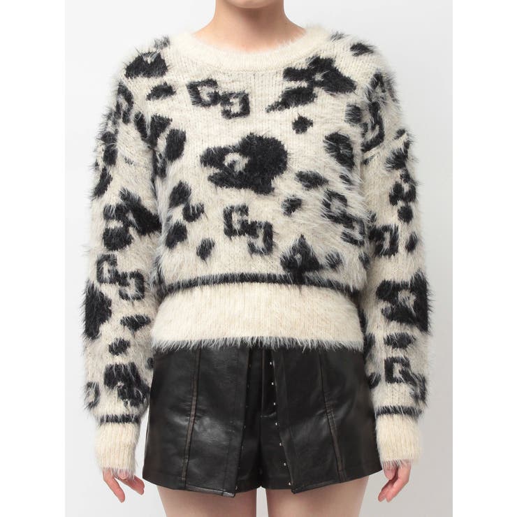 GG Leopardシャギーショートニットトップス | GYDA | 詳細画像19 