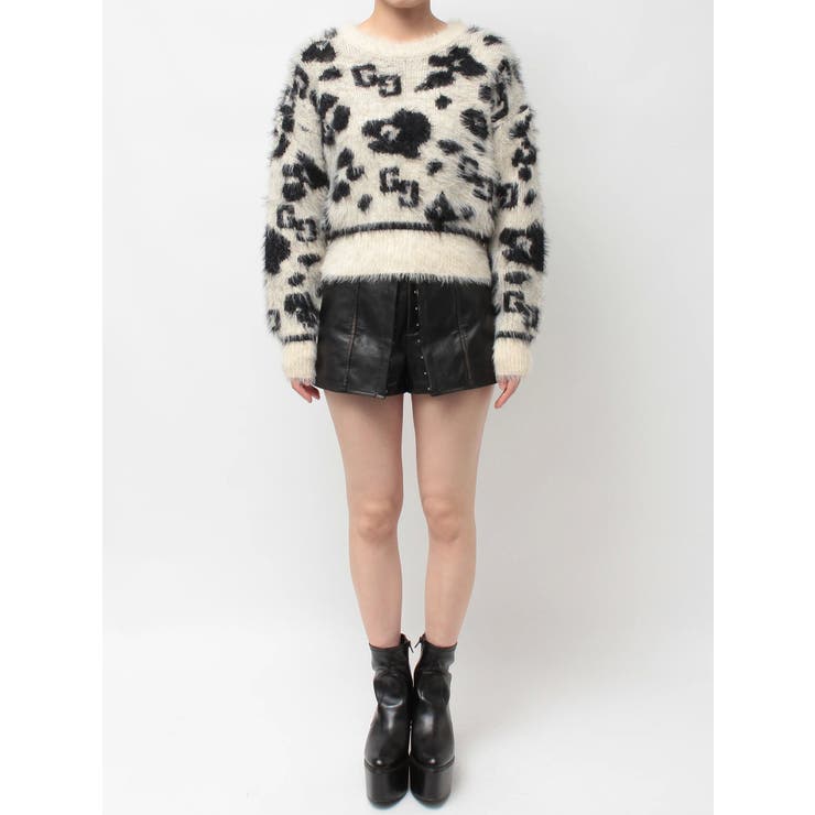 GG Leopardシャギーショートニットトップス | GYDA | 詳細画像26 