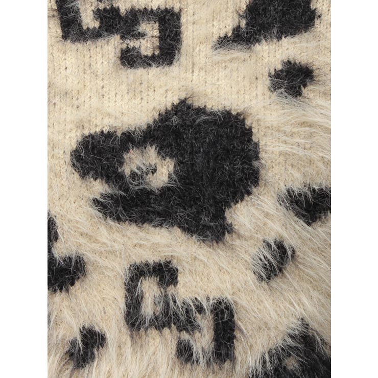 GG Leopardシャギーショートニットトップス[品番：MKSW0067574
