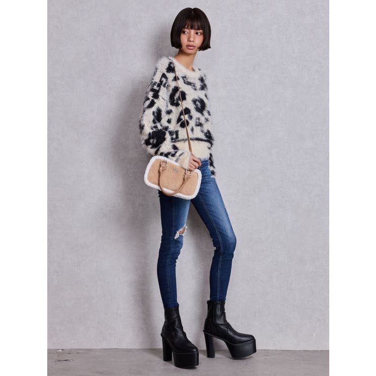 GG Leopardシャギーショートニットトップス | GYDA | 詳細画像6 