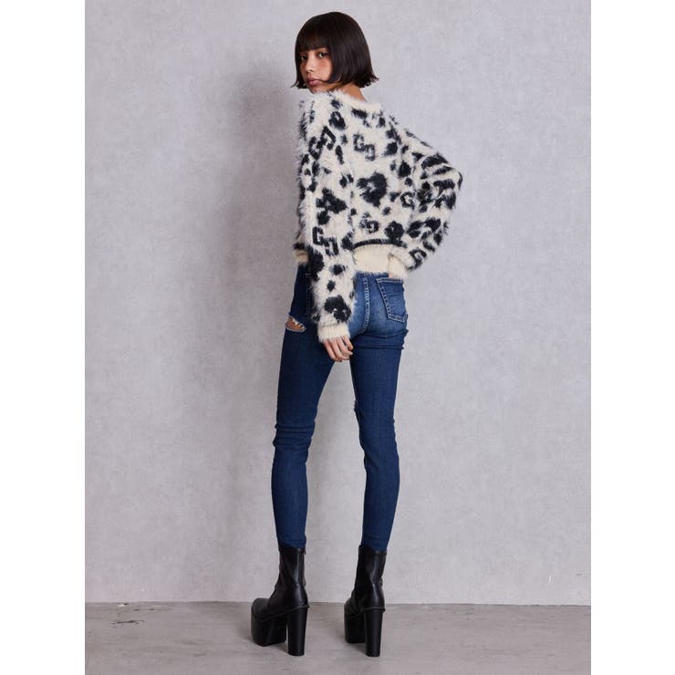 GG Leopardシャギーショートニットトップス | GYDA | 詳細画像7 