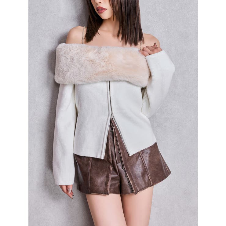 エコファーオフショルチェーンbijouニットトップス | GYDA | 詳細画像1 