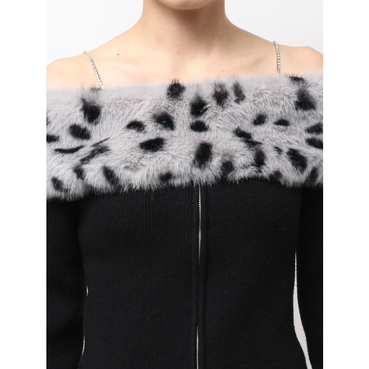 エコファーオフショルチェーンbijouニットトップス | GYDA | 詳細画像12 