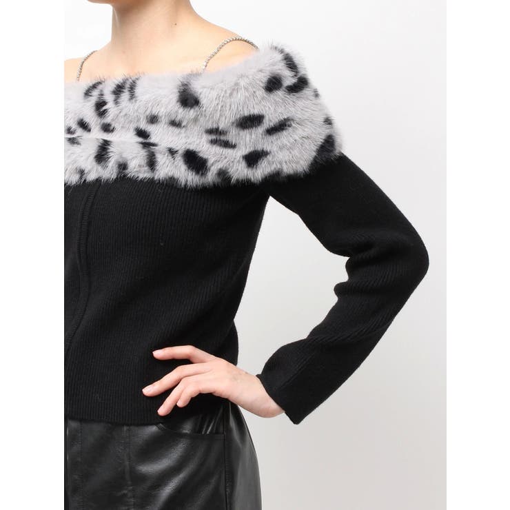 エコファーオフショルチェーンbijouニットトップス | GYDA | 詳細画像13 