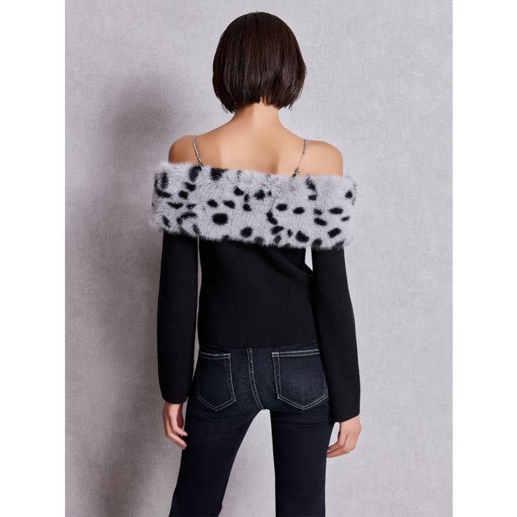 エコファーオフショルチェーンbijouニットトップス | GYDA | 詳細画像3 