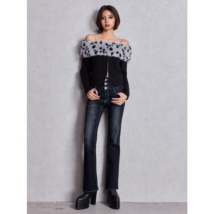 エコファーオフショルチェーンbijouニットトップス | GYDA | 詳細画像4 