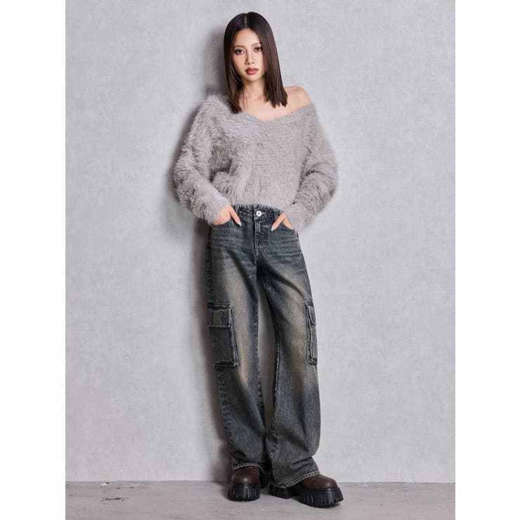 シャギーショートLOOSEニットトップス | GYDA | 詳細画像16 