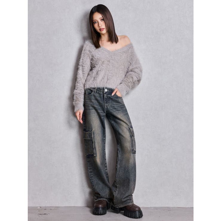 シャギーショートLOOSEニットトップス | GYDA | 詳細画像17 