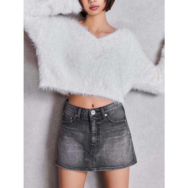 オフホワイト | シャギーショートLOOSEニットトップス | GYDA