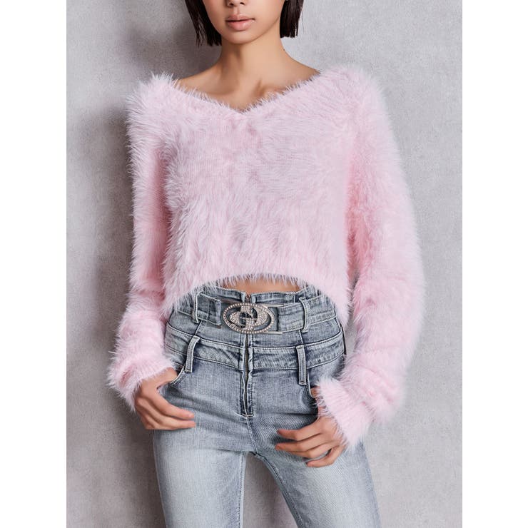 ピンク | シャギーショートLOOSEニットトップス | GYDA