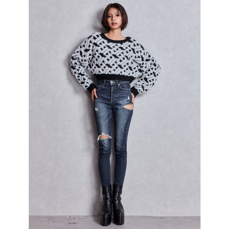 GGチェーンロゴラメニットトップス | GYDA | 詳細画像5 