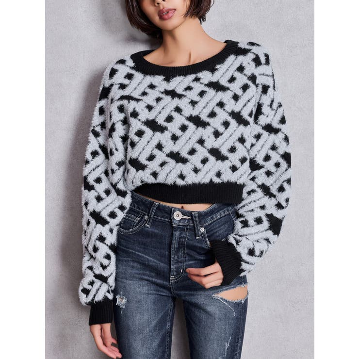 GGチェーンロゴラメニットトップス[品番：MKSW0067189]｜GYDA