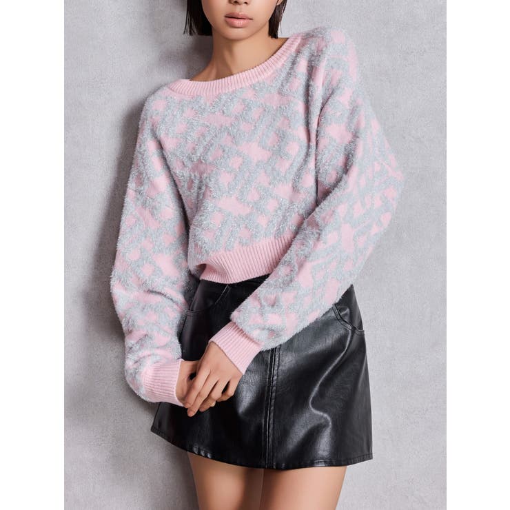 ピンク | GGチェーンロゴラメニットトップス | GYDA