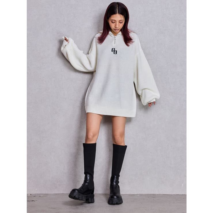 SHOPLIST限定】GGハーフZIPニットトップス[品番：MKSW0067041