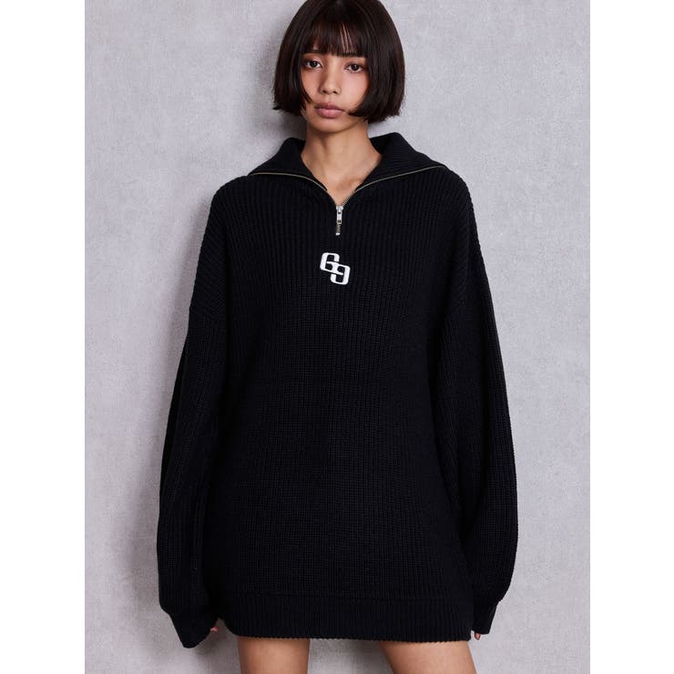 SHOPLIST限定】GGハーフZIPニットトップス[品番：MKSW0067041