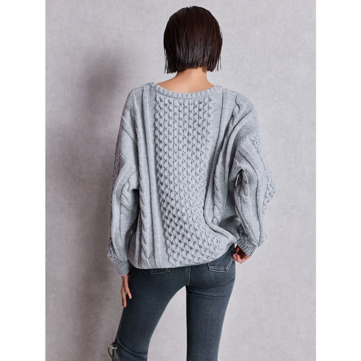 GGサガラ刺繍ケーブルニットトップス | GYDA | 詳細画像11 