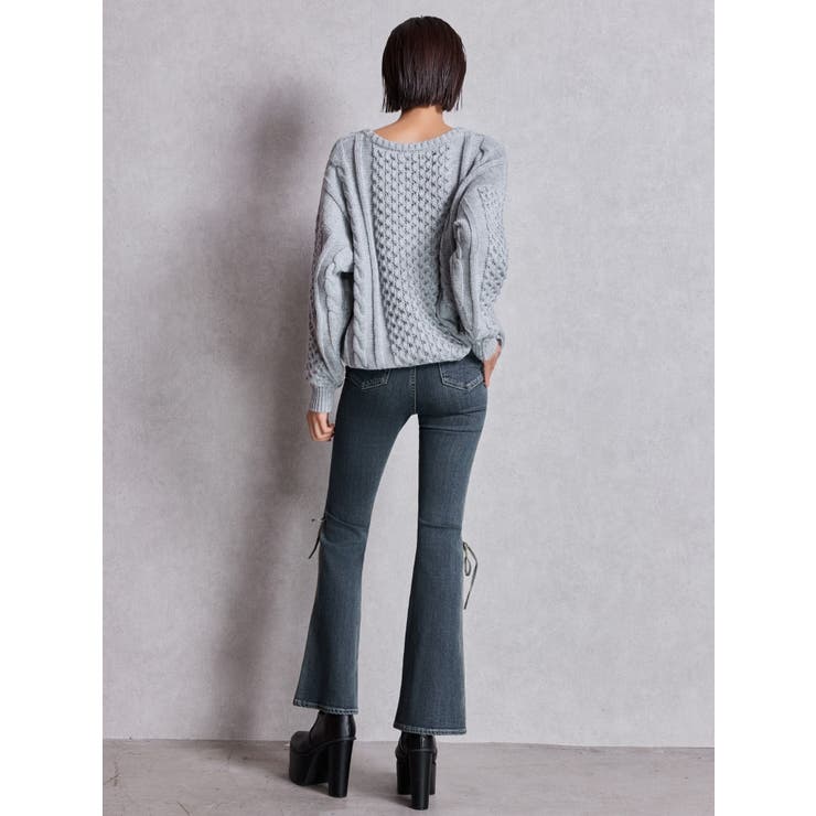 GGサガラ刺繍ケーブルニットトップス | GYDA | 詳細画像14 