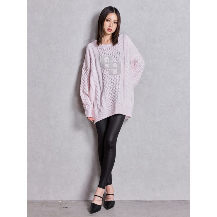 GGサガラ刺繍ケーブルニットトップス | GYDA | 詳細画像17 