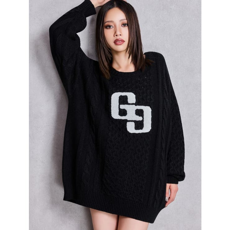 GGサガラ刺繍ケーブルニットトップス | GYDA | 詳細画像19 