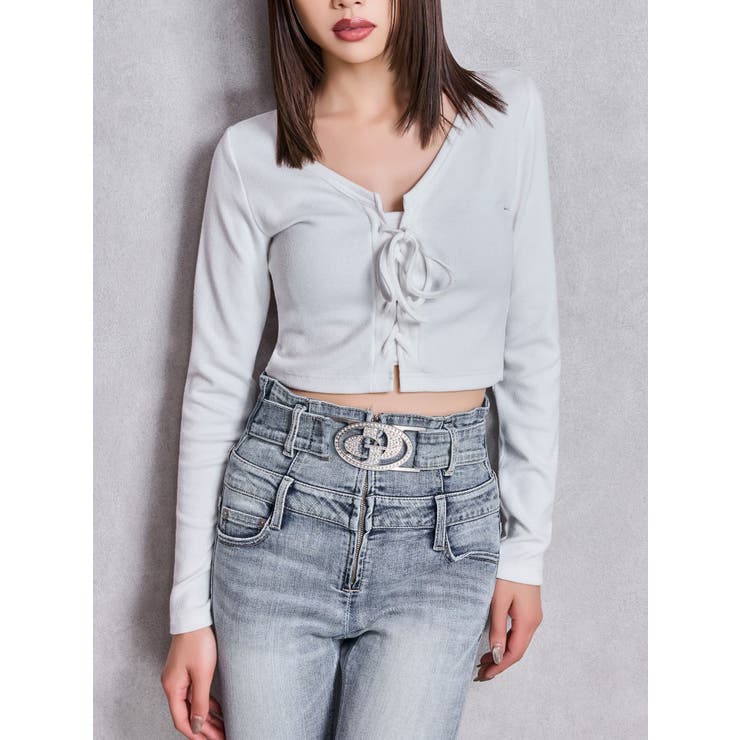 フロントレースアップショートトップス | GYDA | 詳細画像1 