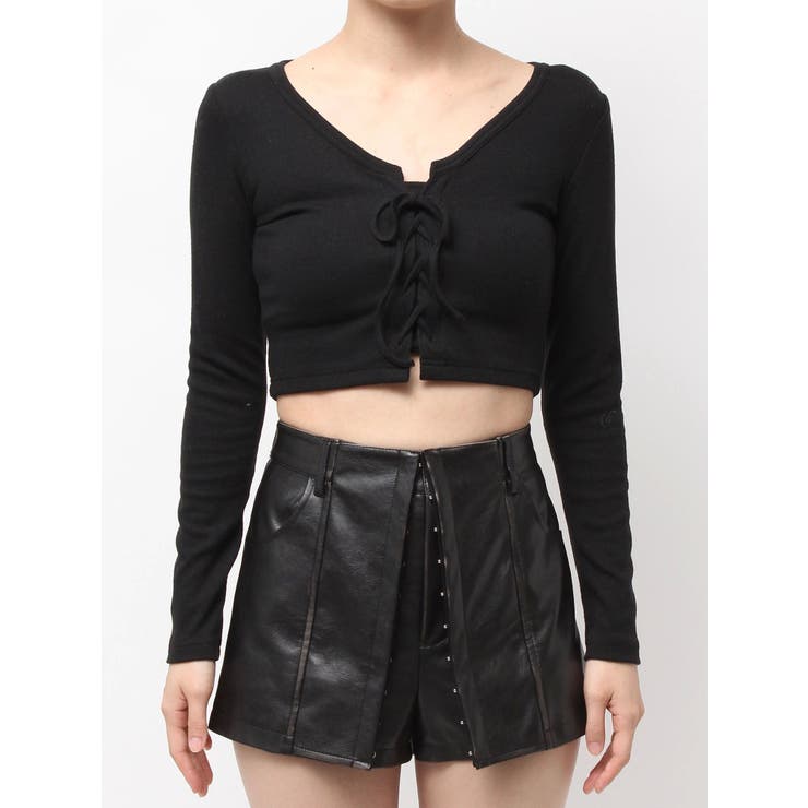 フロントレースアップショートトップス | GYDA | 詳細画像19 