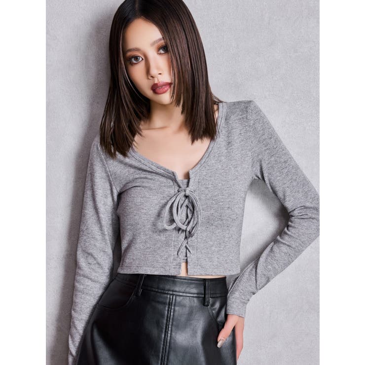 フロントレースアップショートトップス | GYDA | 詳細画像2 