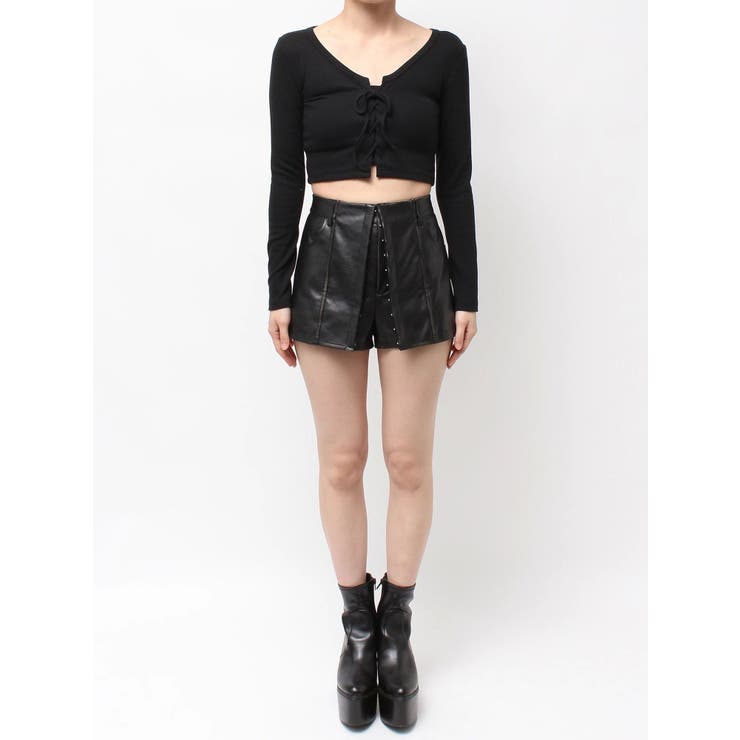 フロントレースアップショートトップス | GYDA | 詳細画像26 