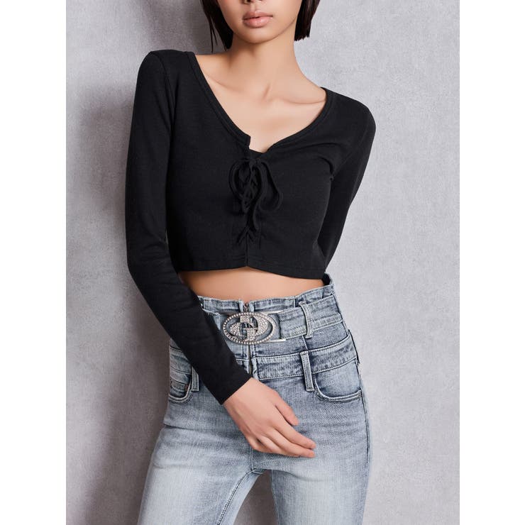 フロントレースアップショートトップス[品番：MKSW0067192]｜GYDA