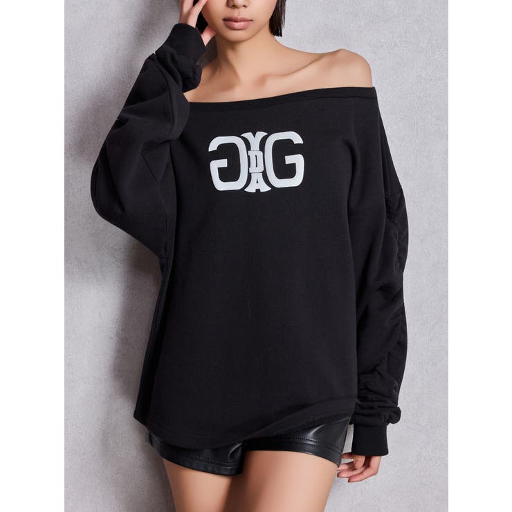 毛皮　オフショルダー ジェイダ GYDA GD track 2ラインオフショルトップス （ベージュ