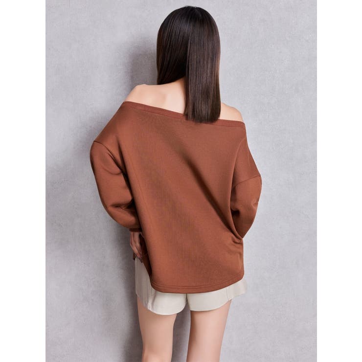 毛皮　オフショルダー ジェイダ GYDA GD track 2ラインオフショルトップス （ベージュ