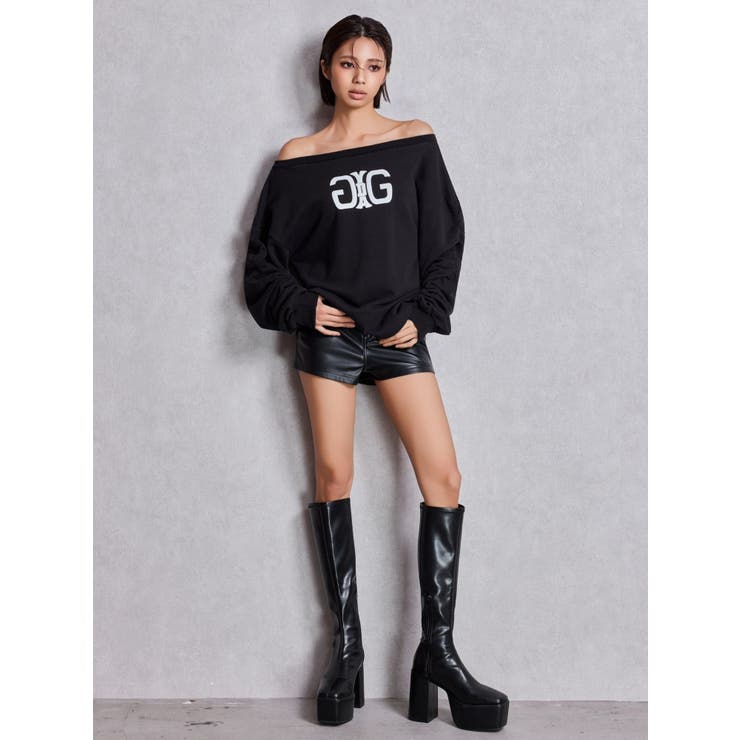 アームギャザーSymmetry GYDAオフショルスウェットトップス | GYDA | 詳細画像4 