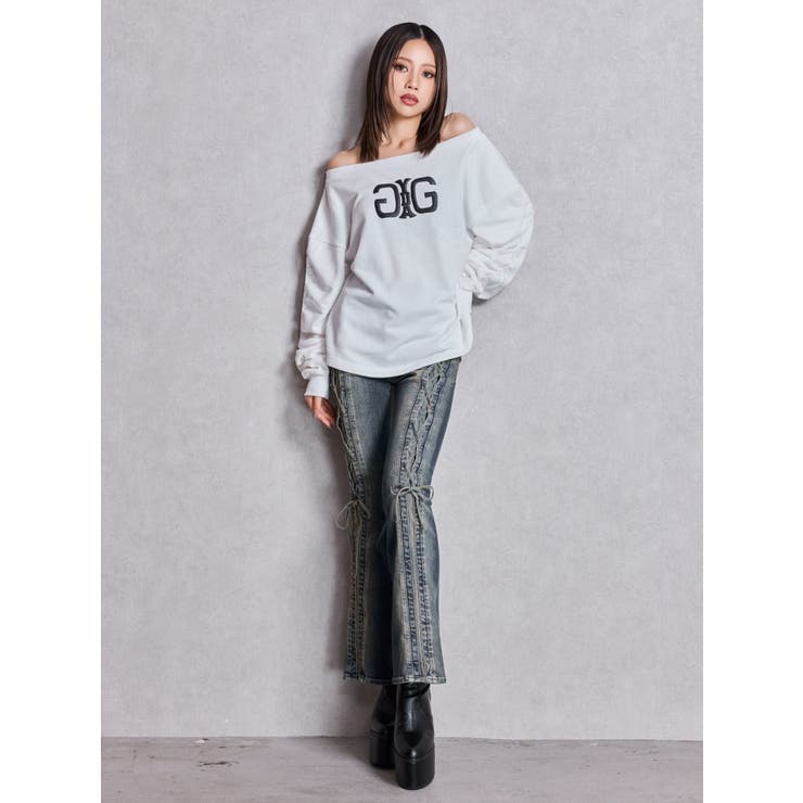 アームギャザーSymmetry GYDAオフショルスウェットトップス | GYDA | 詳細画像8 