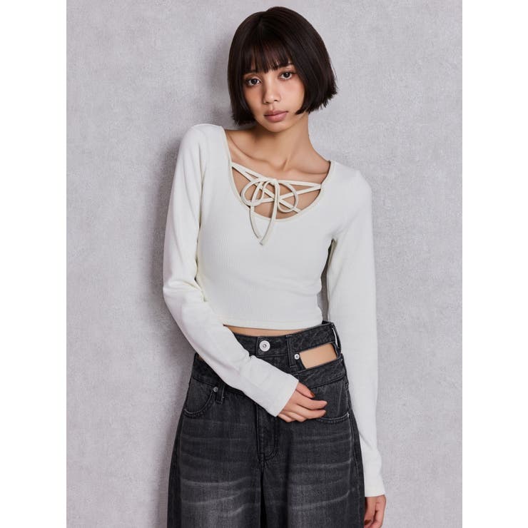 2WAYレースアップラメテレコトップス | GYDA | 詳細画像10 