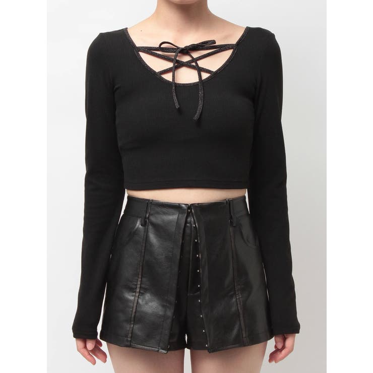 2WAYレースアップラメテレコトップス | GYDA | 詳細画像14 