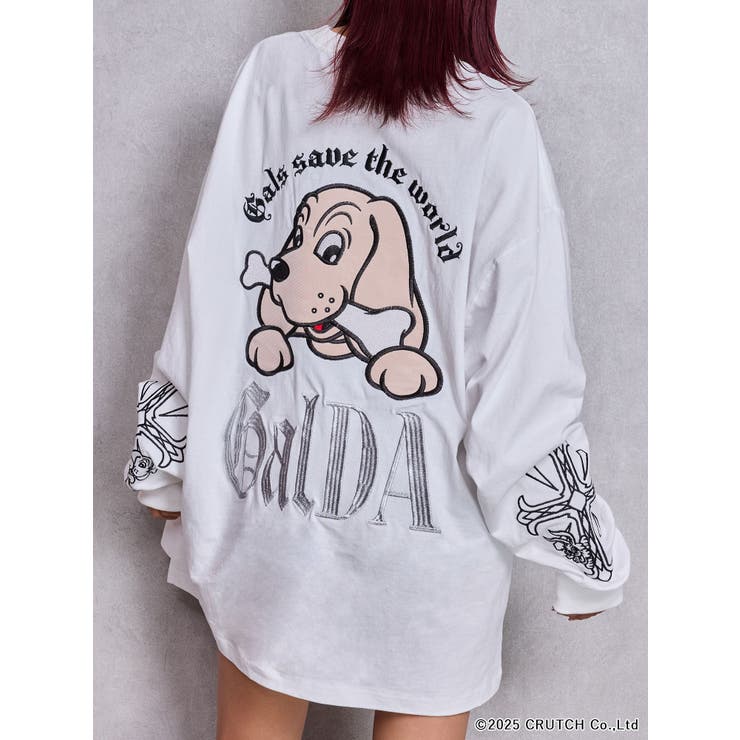 オフホワイト | GYDA×GALFY original cross long Tシャツ | GYDA