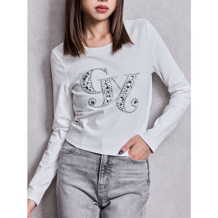 オフホワイト | GY bijou long sleeve トップス | GYDA