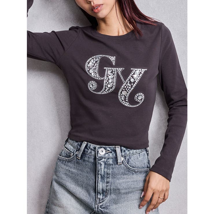 チャコールグレー | GY bijou long sleeve トップス | GYDA
