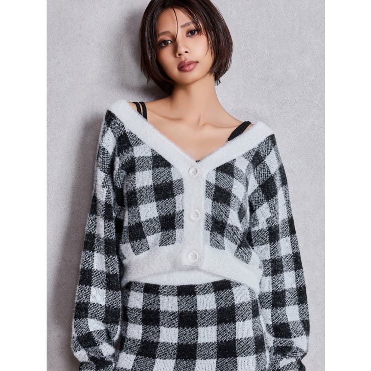 CHECK shaggyニットカーディガン | GYDA | 詳細画像2 