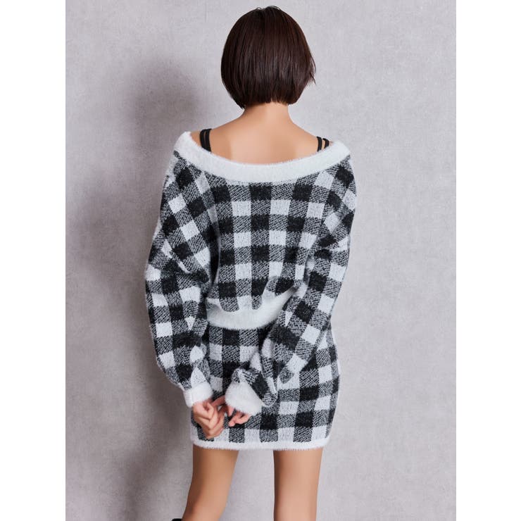 CHECK shaggyニットカーディガン | GYDA | 詳細画像3 