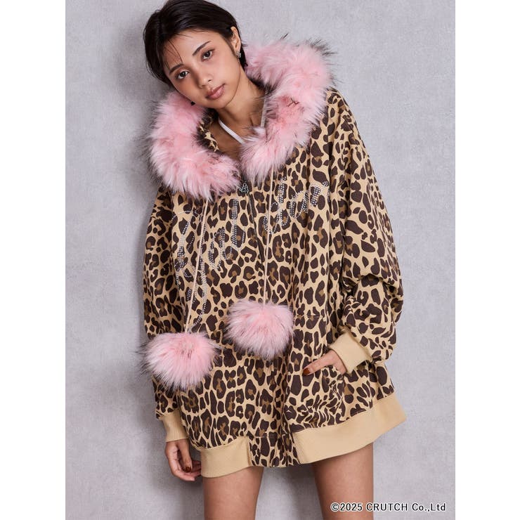 GYDA×GALFY bijou logo leopard BIG パーカー | GYDA | 詳細画像3 