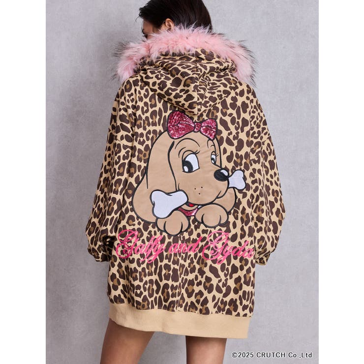 GYDA×GALFY bijou logo leopard BIG パーカー[品番：MKSW0066840