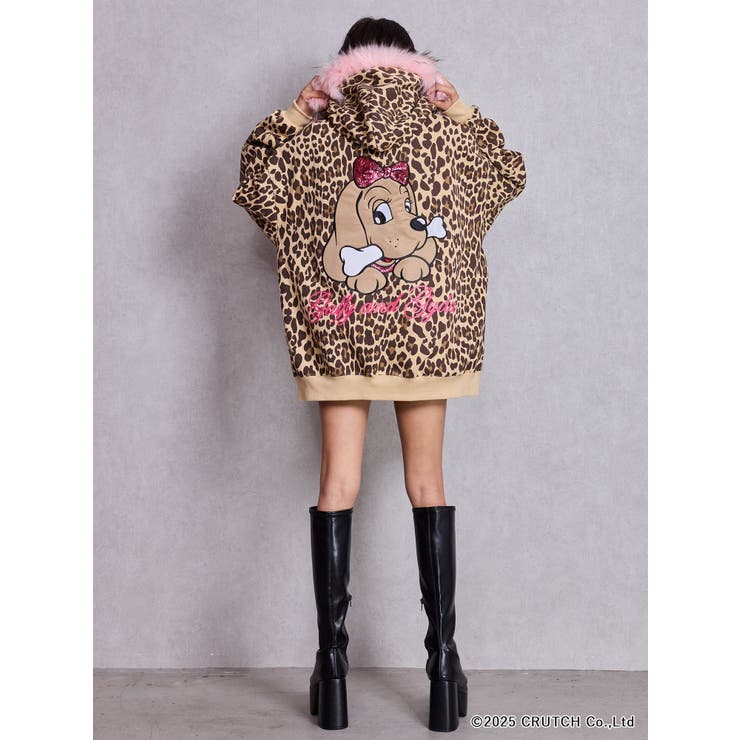 GYDA×GALFY bijou logo leopard BIG パーカー[品番：MKSW0066840