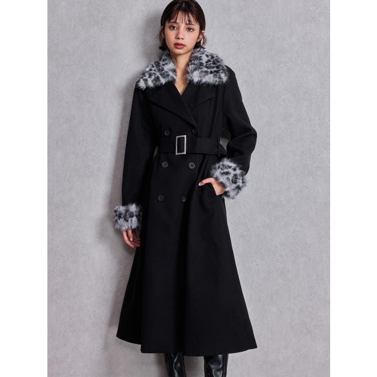 ベルト付タイトエコファーロングコート | GYDA | 詳細画像2 