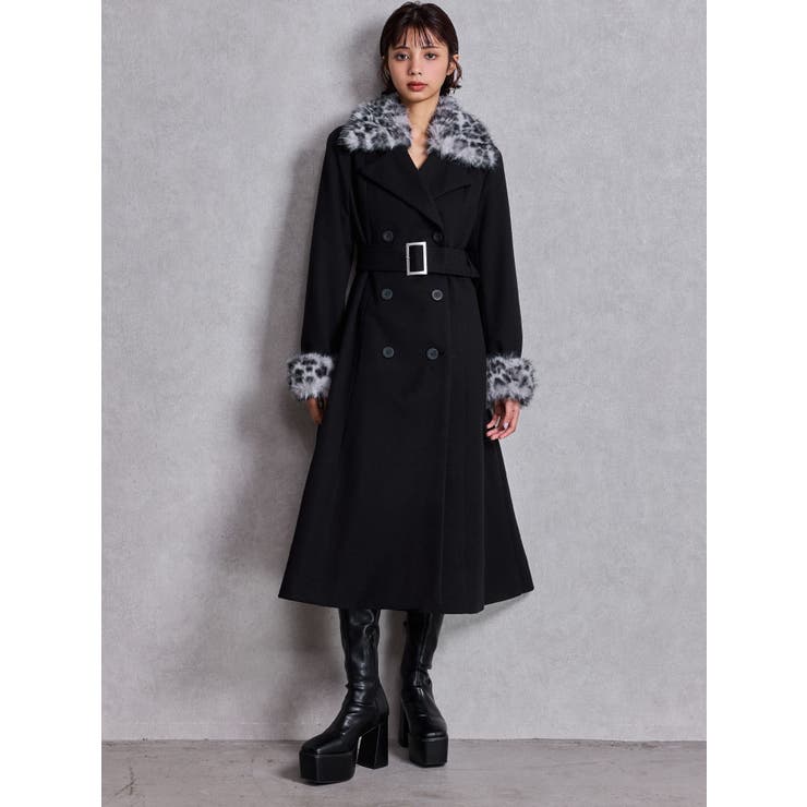 ベルト付タイトエコファーロングコート | GYDA | 詳細画像4 