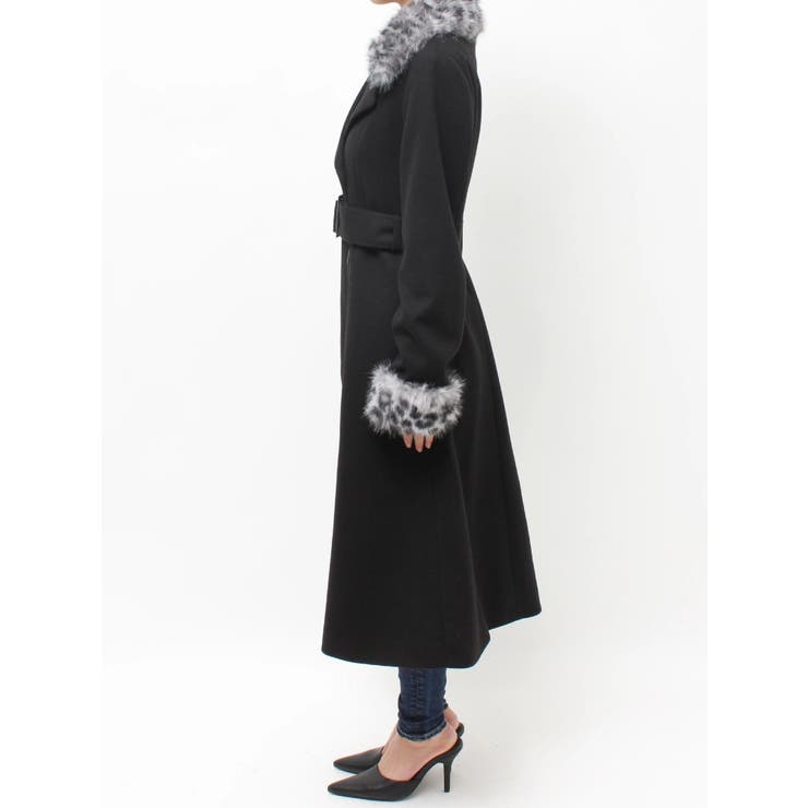 ベルト付タイトエコファーロングコート | GYDA | 詳細画像9 