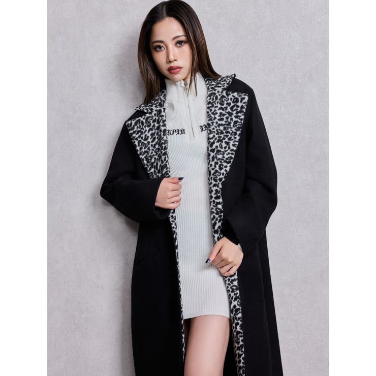 leopard slim longコート | GYDA | 詳細画像3 