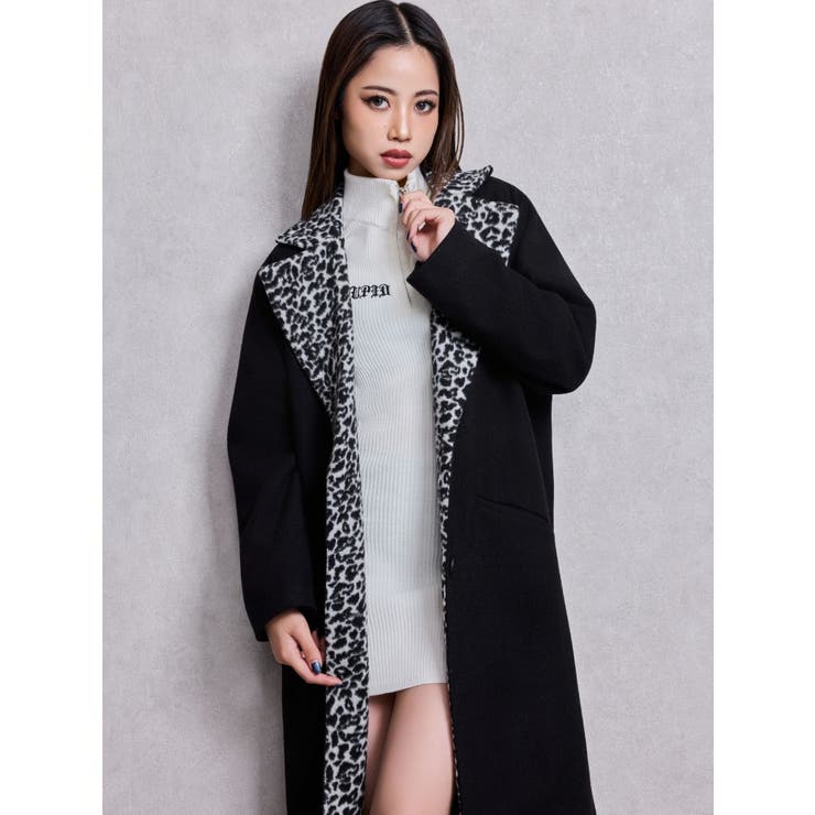 leopard slim longコート | GYDA | 詳細画像4 