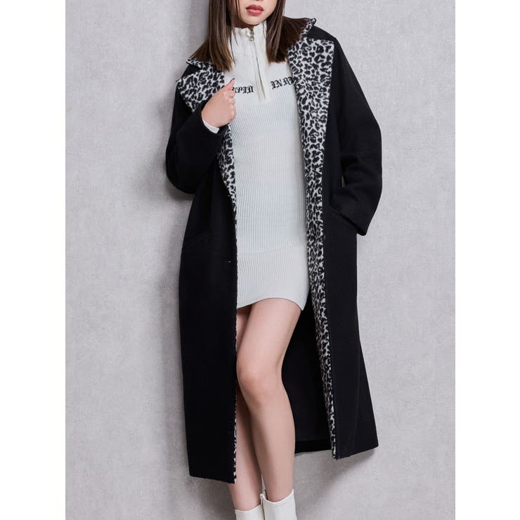 ブラック | leopard slim longコート | GYDA