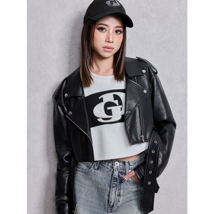 Fake leather shortジャケット | GYDA | 詳細画像2 